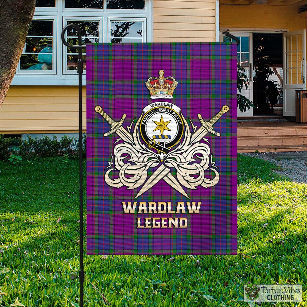 Tartan Vibes Clothing Wardlaw Modern Tartan Flag with Clan Crest and the Golden Sword of Courageous Legacy