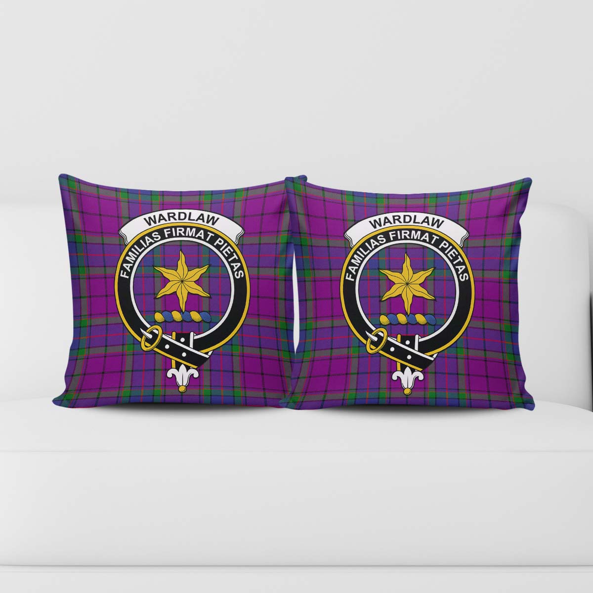 Wardlaw Modern Tartan Pillow Cover with Family Crest - Tartanvibesclothing