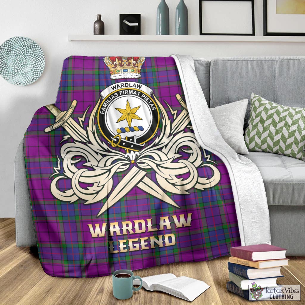 Tartan Vibes Clothing Wardlaw Modern Tartan Blanket with Clan Crest and the Golden Sword of Courageous Legacy