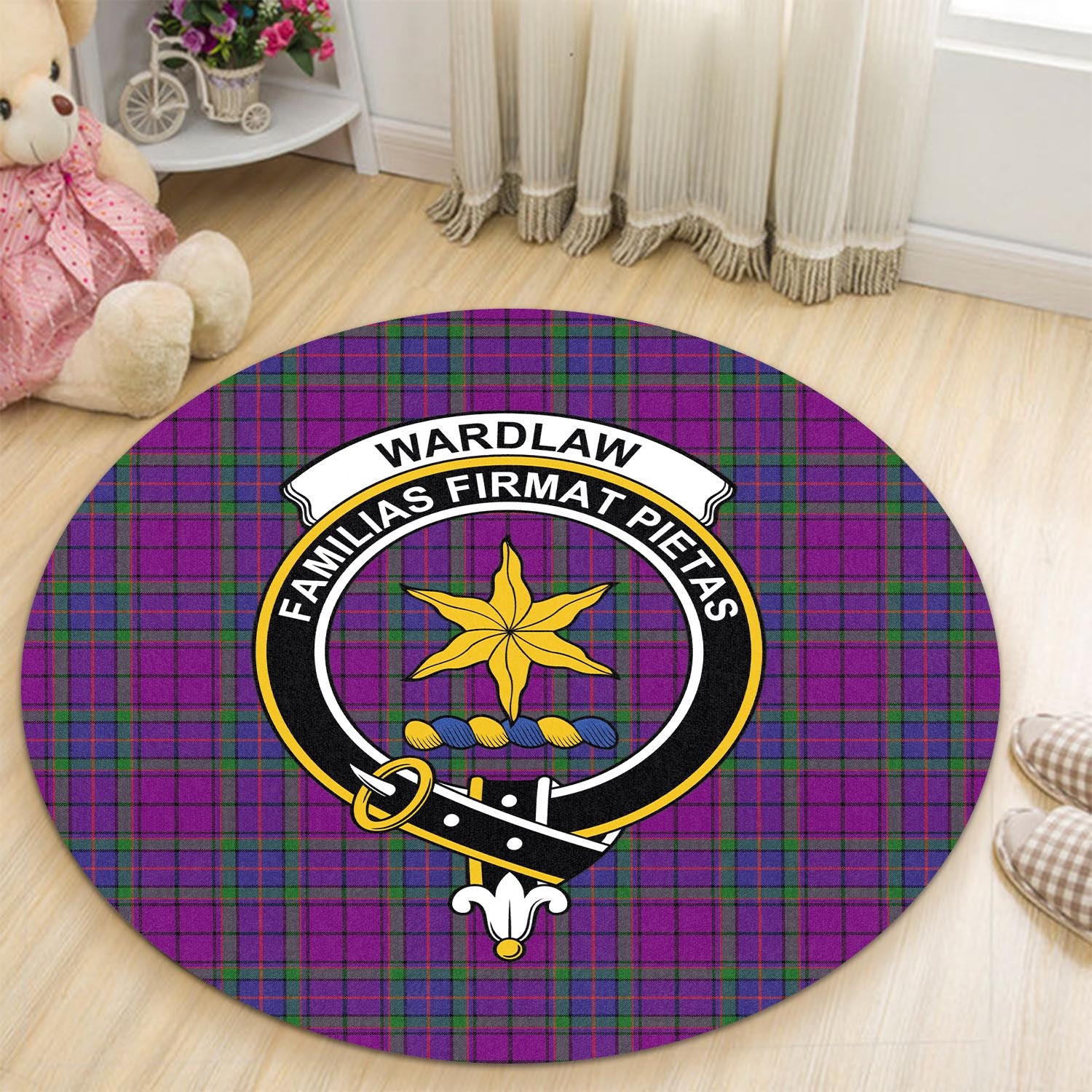 wardlaw-modern-tartan-round-rug-with-family-crest