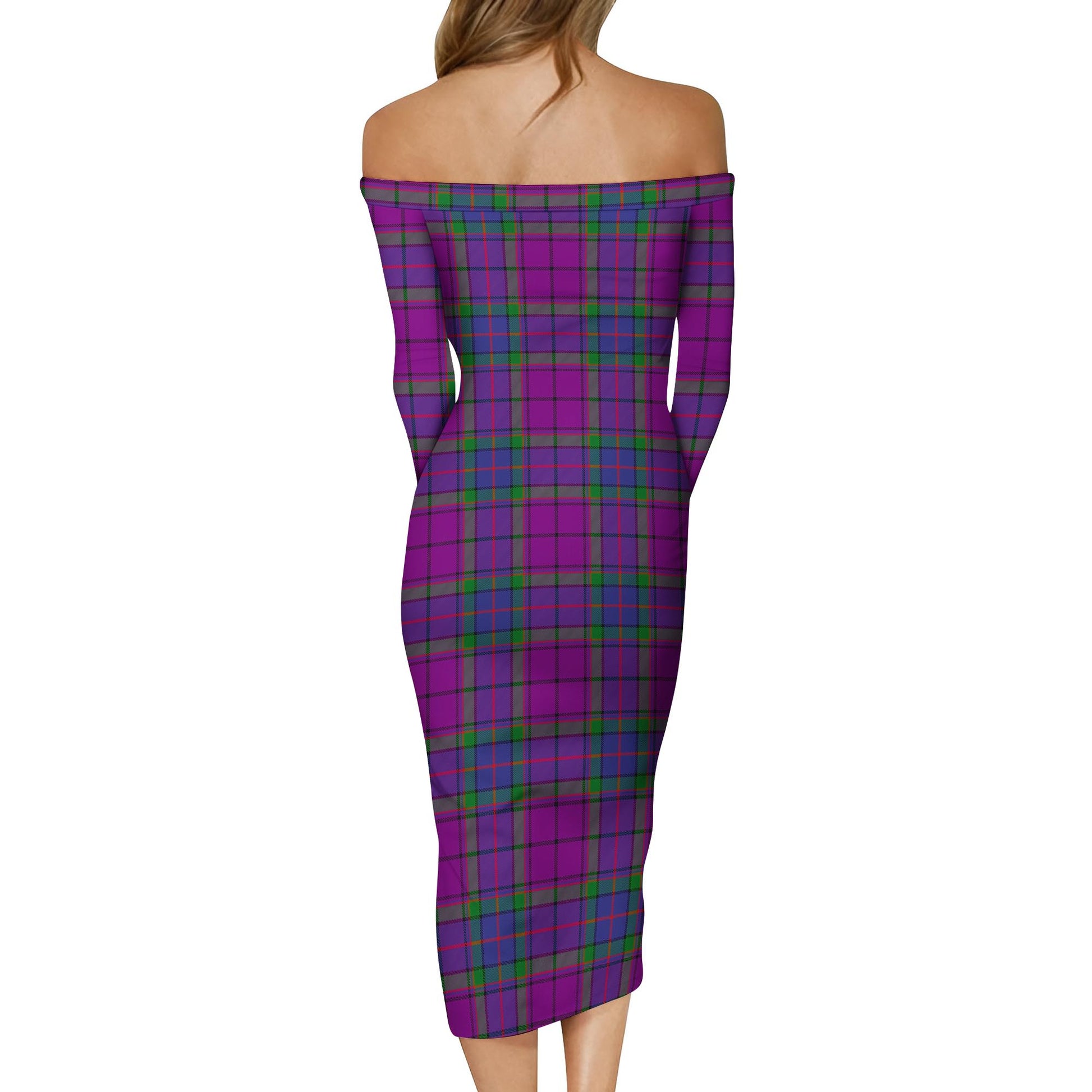 Wardlaw Modern Tartan Off Shoulder Lady Dress - Tartanvibesclothing