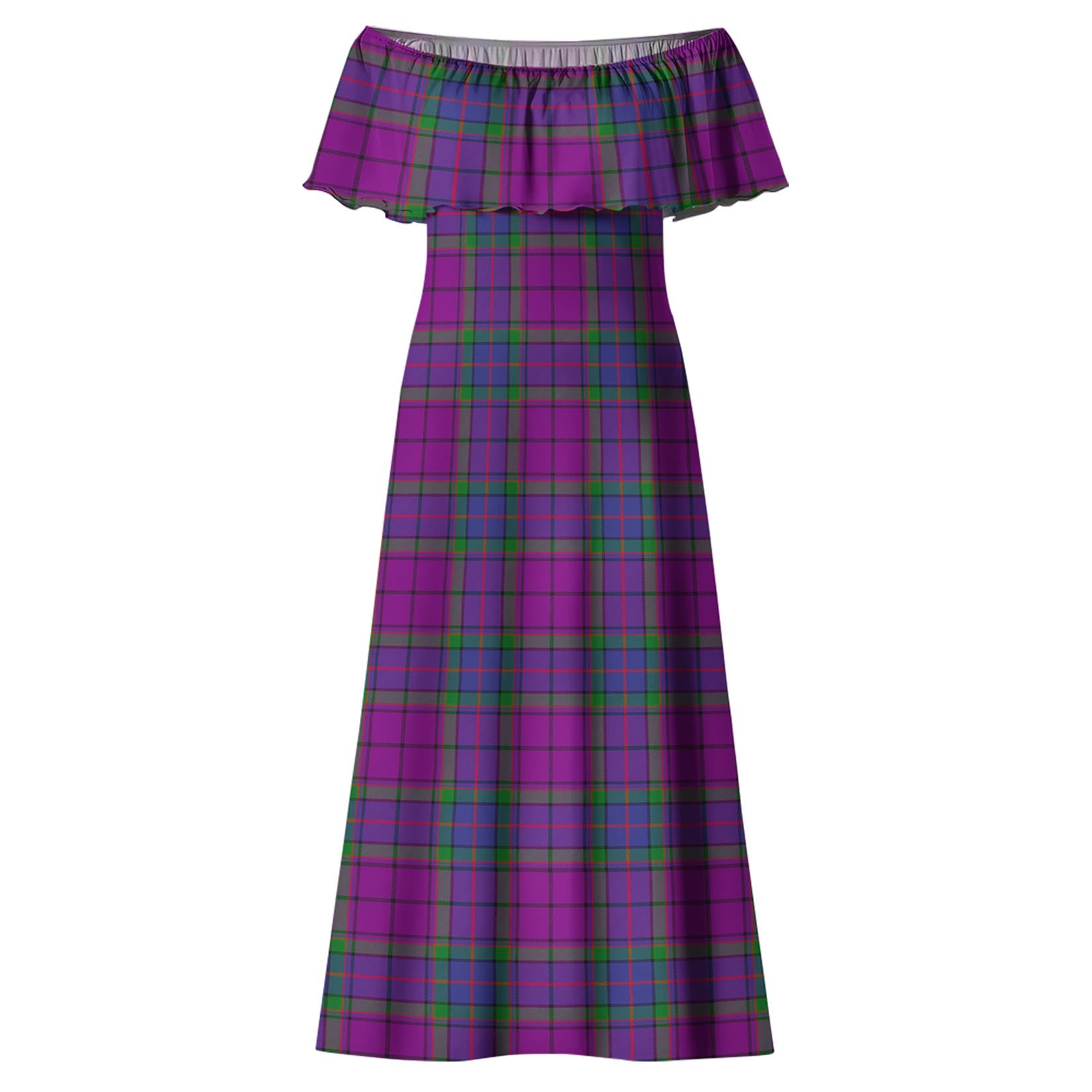 Wardlaw Modern Tartan Off Shoulder Long Dress - Tartanvibesclothing