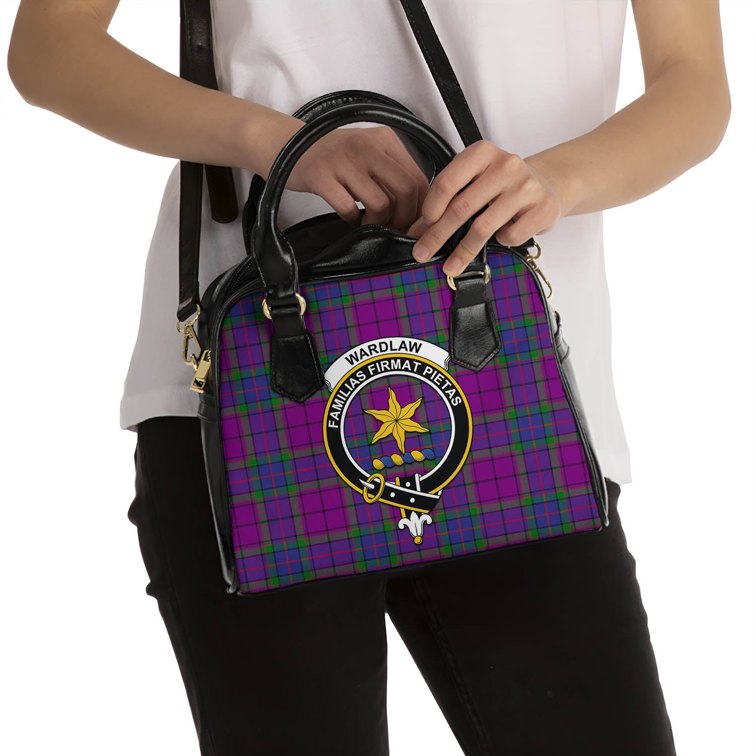 Wardlaw Modern Tartan Shoulder Handbags with Family Crest - Tartanvibesclothing