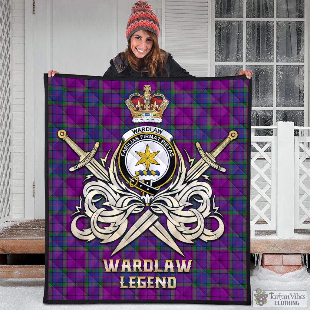 Tartan Vibes Clothing Wardlaw Modern Tartan Quilt with Clan Crest and the Golden Sword of Courageous Legacy