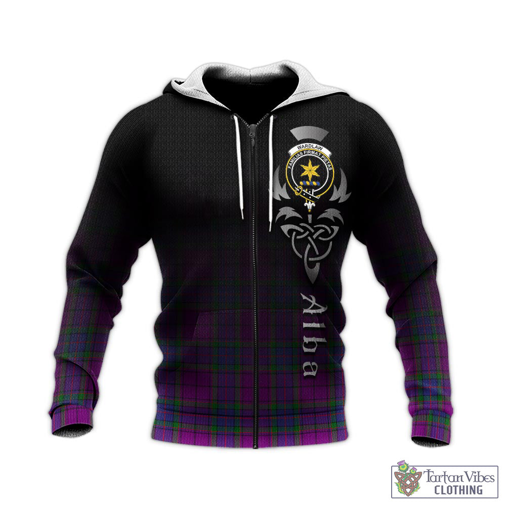 Tartan Vibes Clothing Wardlaw Modern Tartan Knitted Hoodie Featuring Alba Gu Brath Family Crest Celtic Inspired