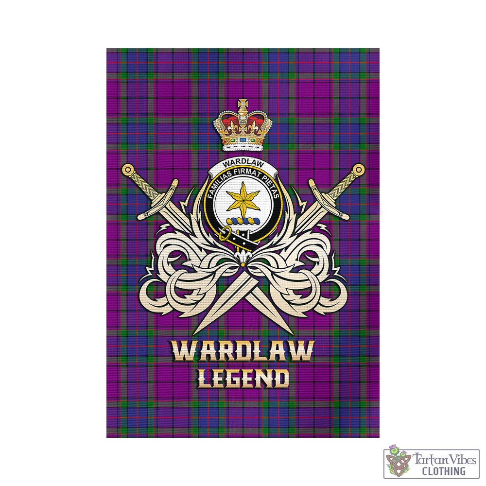 Tartan Vibes Clothing Wardlaw Modern Tartan Flag with Clan Crest and the Golden Sword of Courageous Legacy