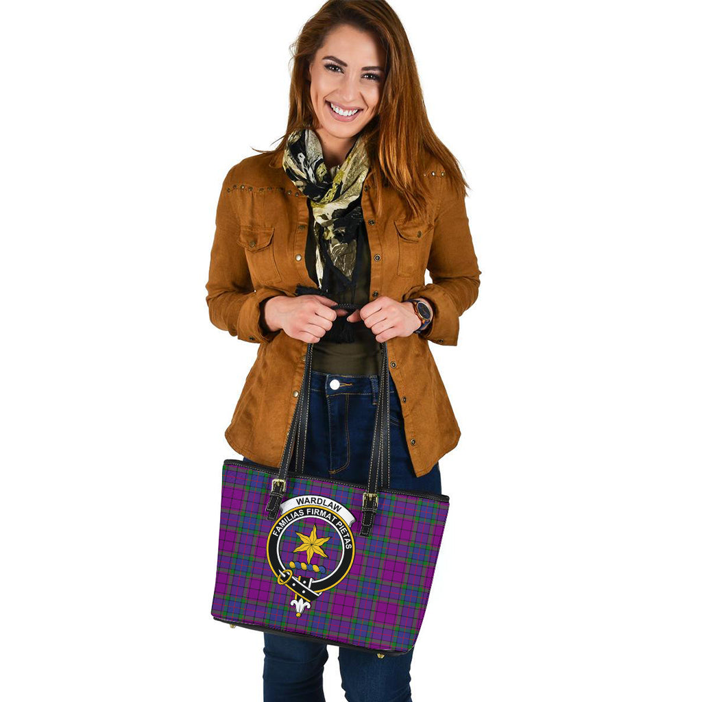 Wardlaw Modern Tartan Leather Tote Bag with Family Crest - Tartan Vibes Clothing