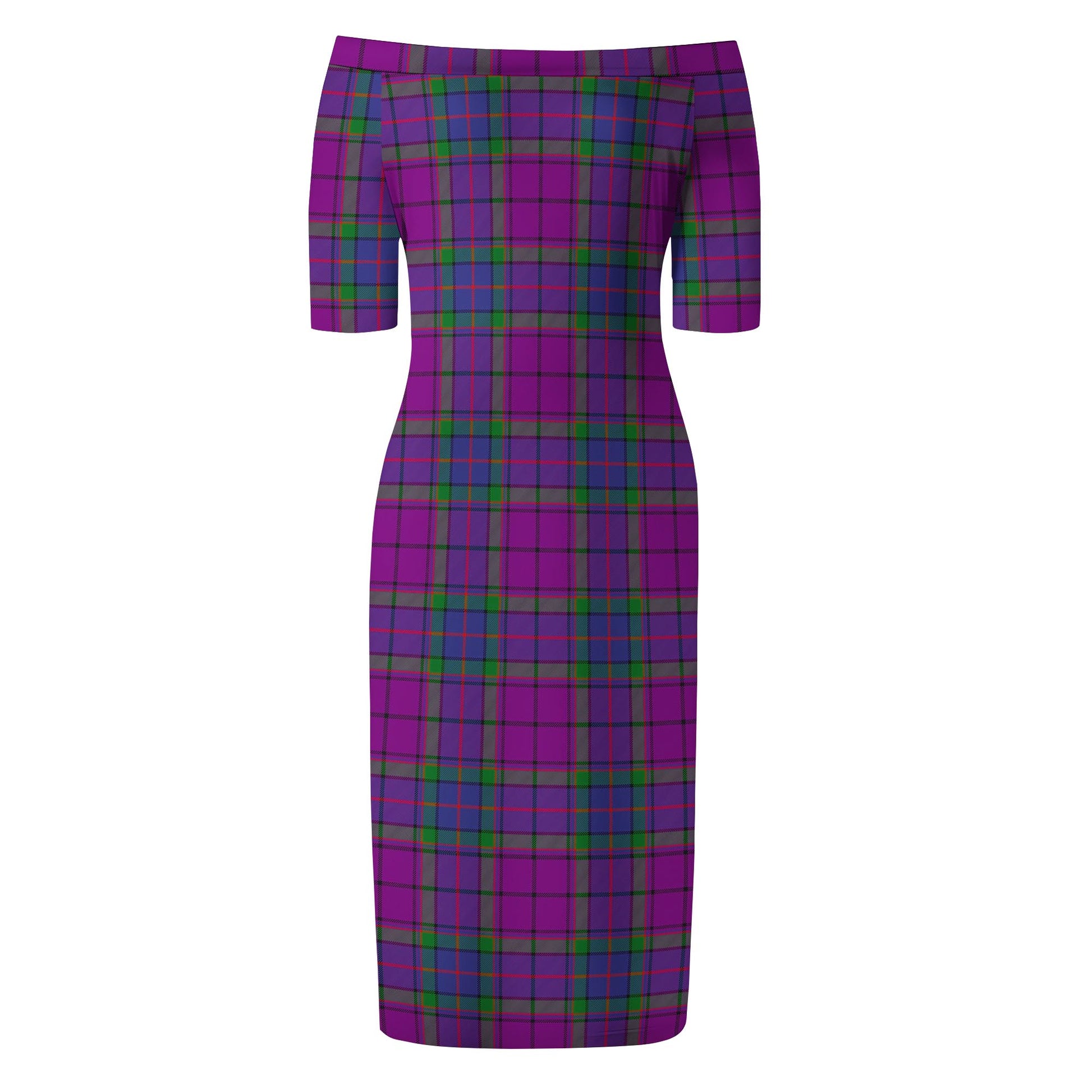 Wardlaw Modern Tartan Off Shoulder Lady Dress - Tartanvibesclothing