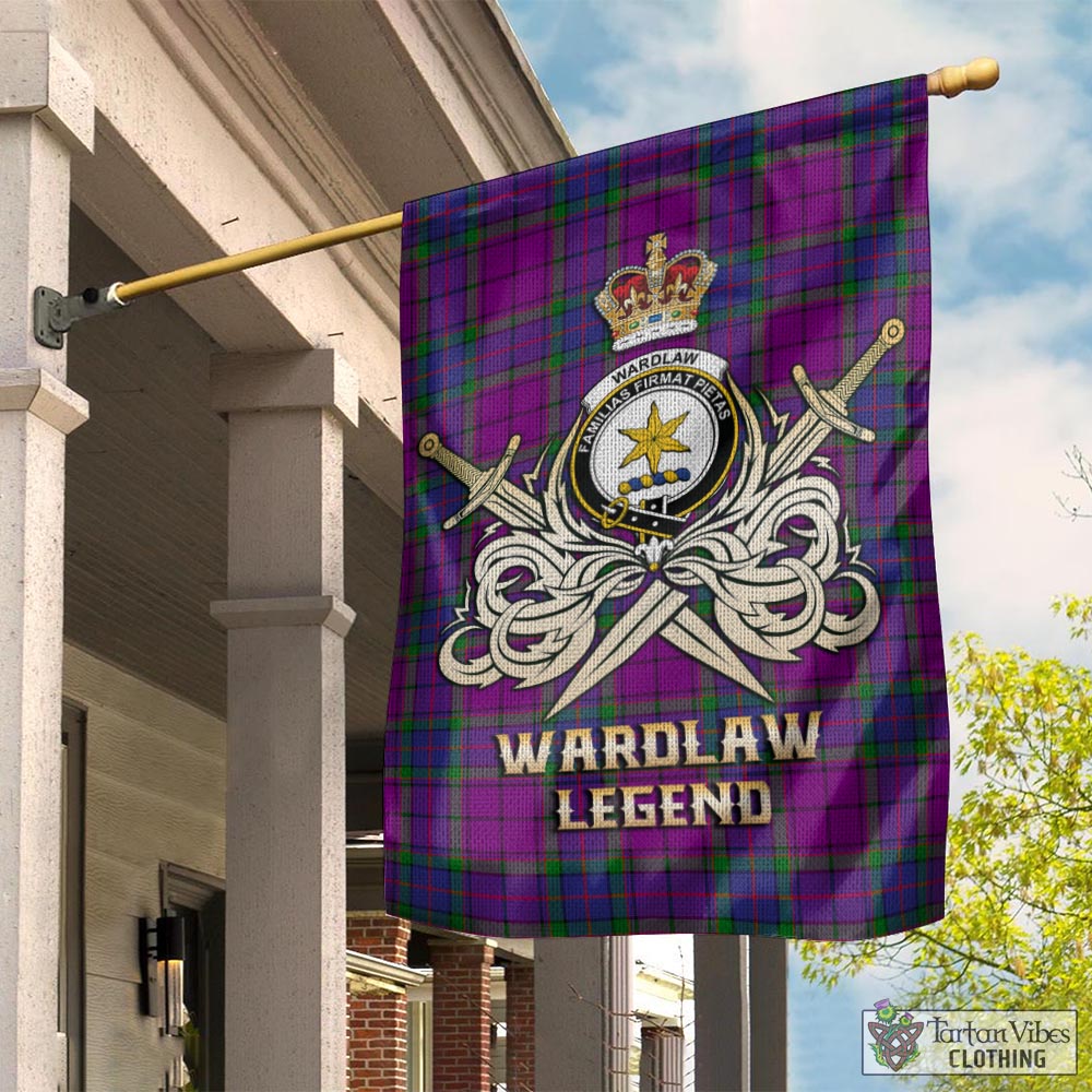 Tartan Vibes Clothing Wardlaw Modern Tartan Flag with Clan Crest and the Golden Sword of Courageous Legacy