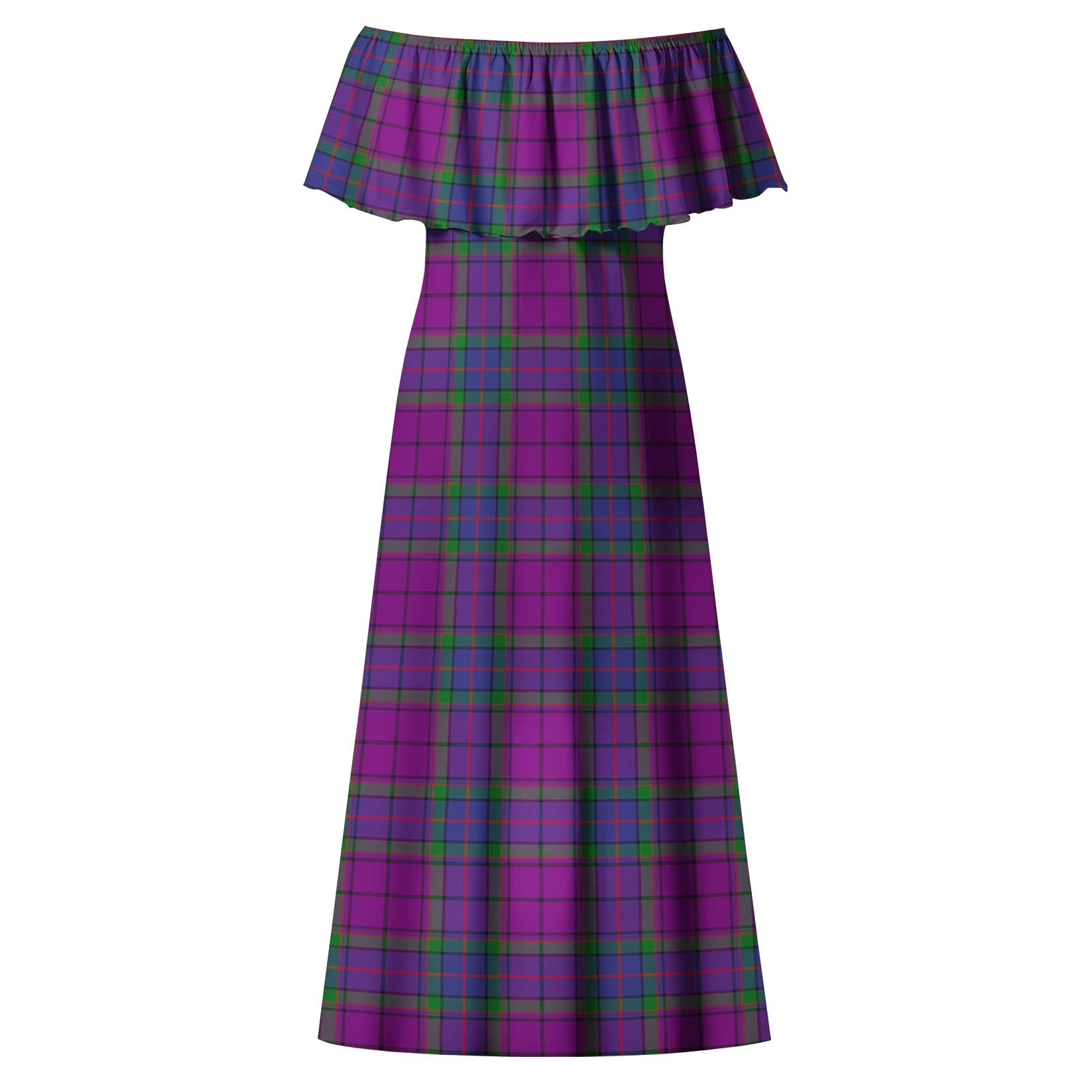 Wardlaw Modern Tartan Off Shoulder Long Dress - Tartanvibesclothing