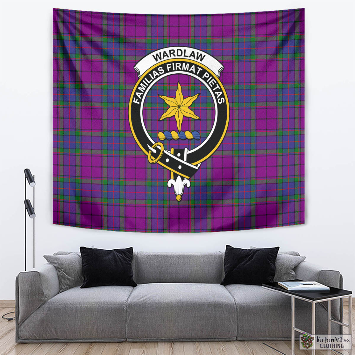 Tartan Vibes Clothing Wardlaw Modern Tartan Tapestry Wall Hanging and Home Decor for Room with Family Crest