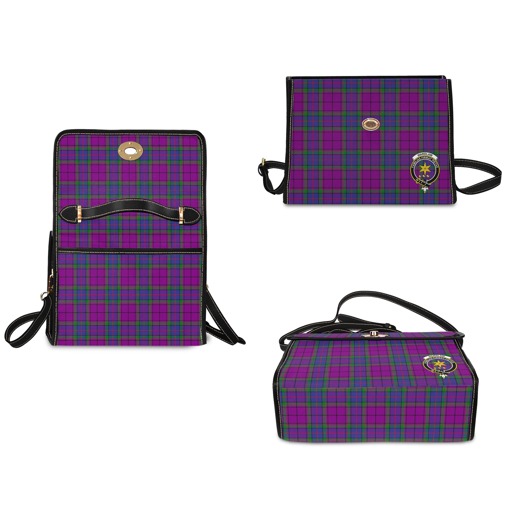 wardlaw-modern-tartan-leather-strap-waterproof-canvas-bag-with-family-crest