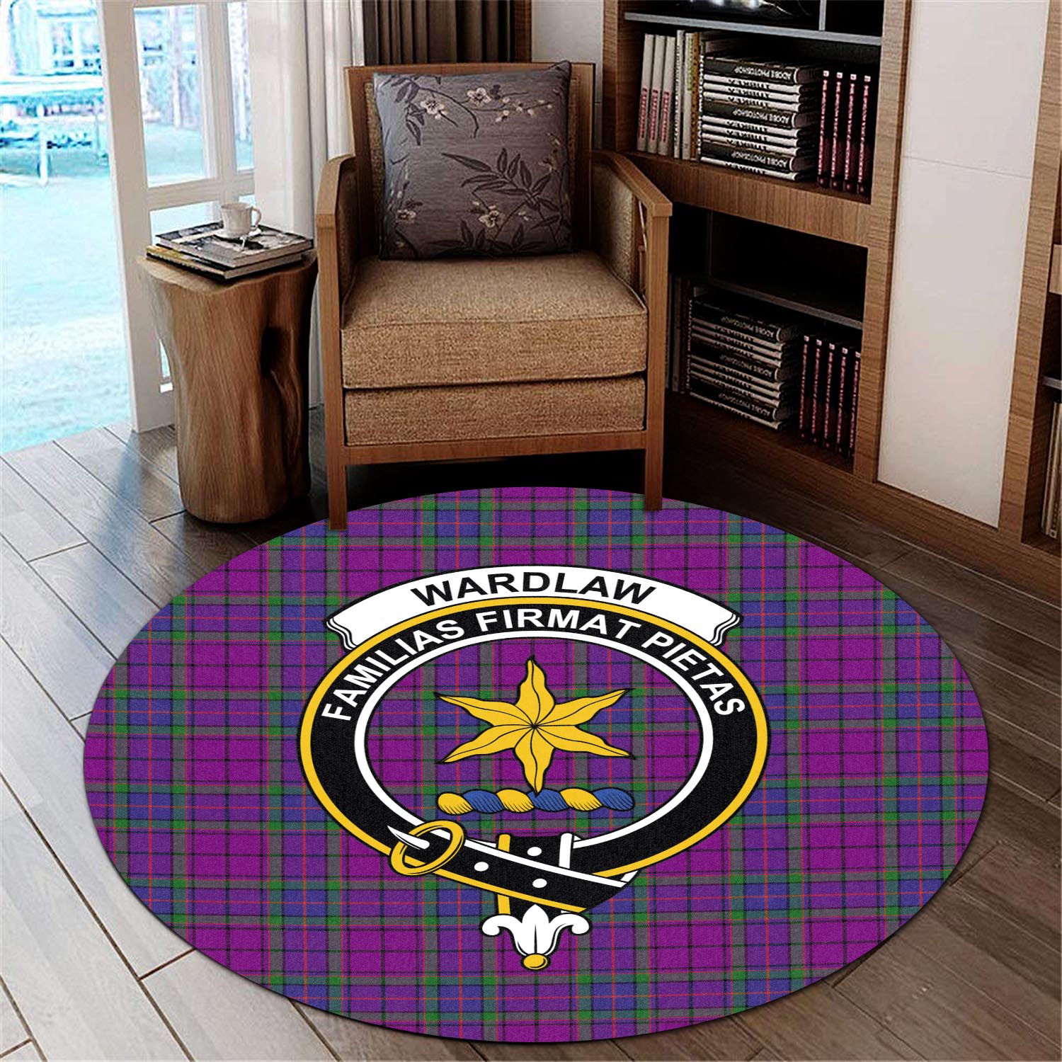 wardlaw-modern-tartan-round-rug-with-family-crest