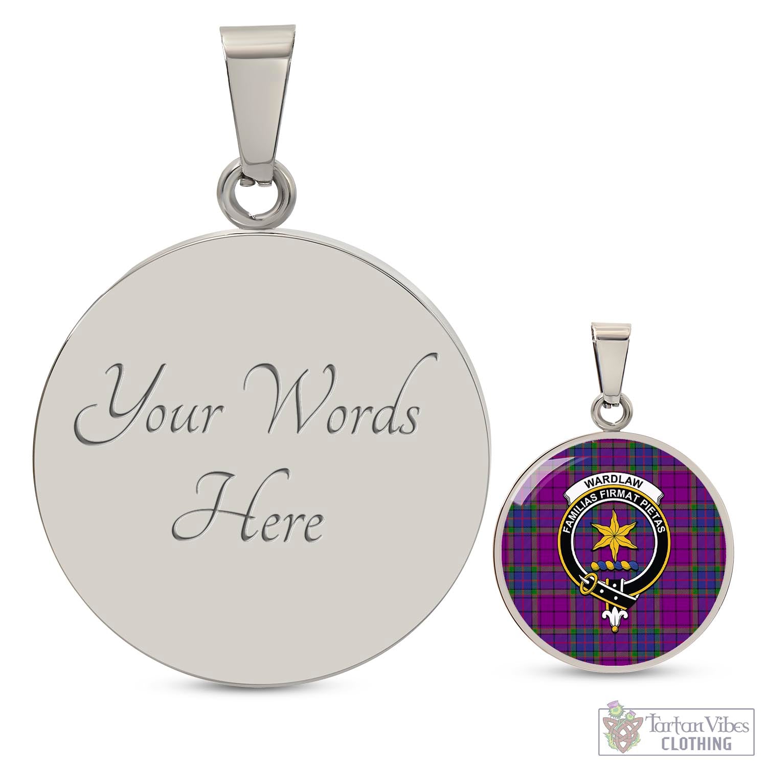 Tartan Vibes Clothing Wardlaw Modern Tartan Circle Necklace with Family Crest