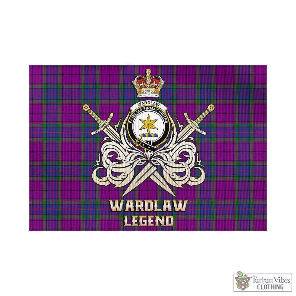 Tartan Vibes Clothing Wardlaw Modern Tartan Flag with Clan Crest and the Golden Sword of Courageous Legacy