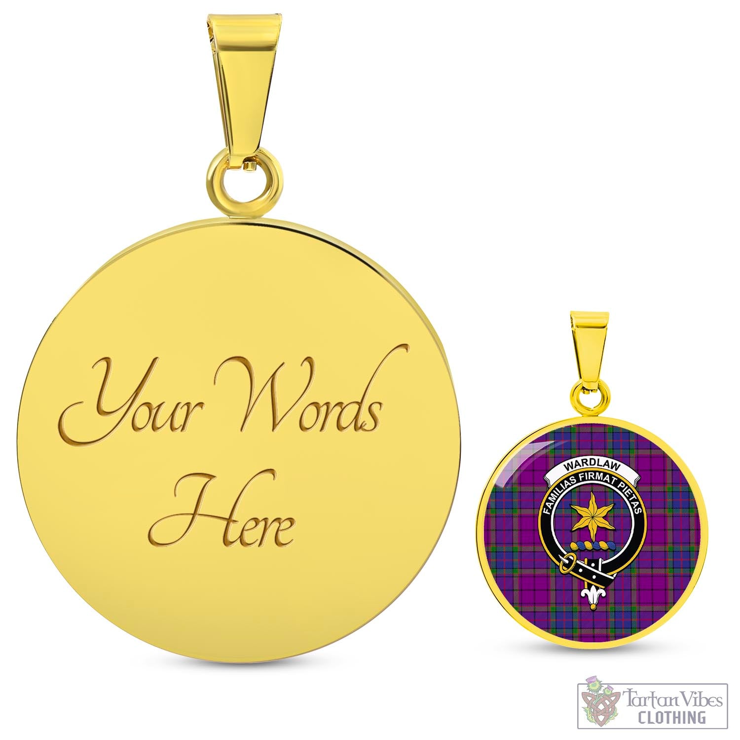 Tartan Vibes Clothing Wardlaw Modern Tartan Circle Necklace with Family Crest