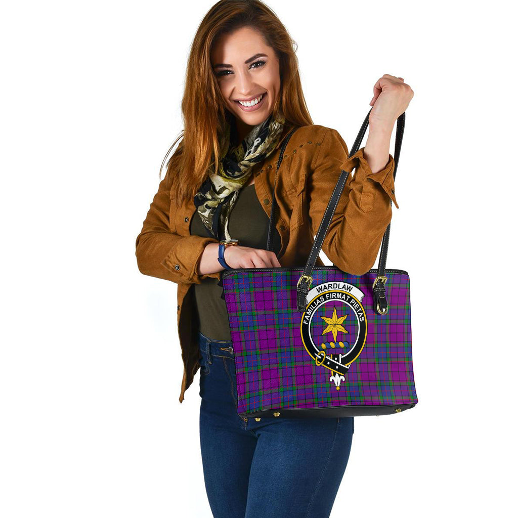 Wardlaw Modern Tartan Leather Tote Bag with Family Crest - Tartan Vibes Clothing