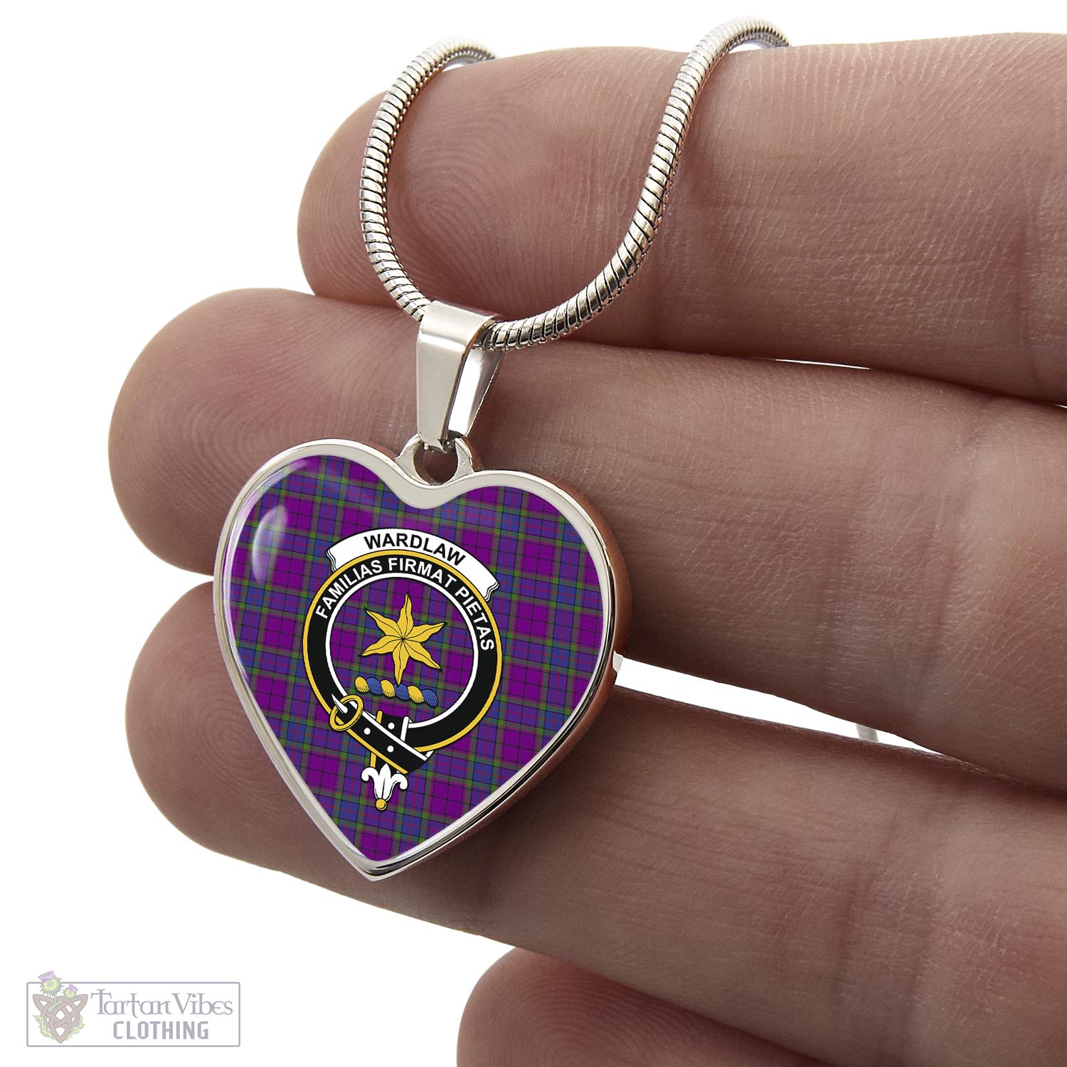 Tartan Vibes Clothing Wardlaw Modern Tartan Heart Necklace with Family Crest