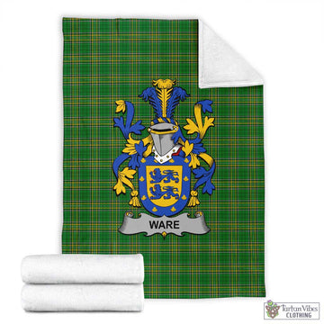 Ware Irish Clan Tartan Blanket with Coat of Arms X-Large 59 x 79 inches 150 x 200 cm - Tartan Vibes Clothing