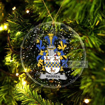 Warren Irish Clan Christmas Glass Ornament with Coat of Arms Transparent Glass Circle - 2D-tartanvibesclothing