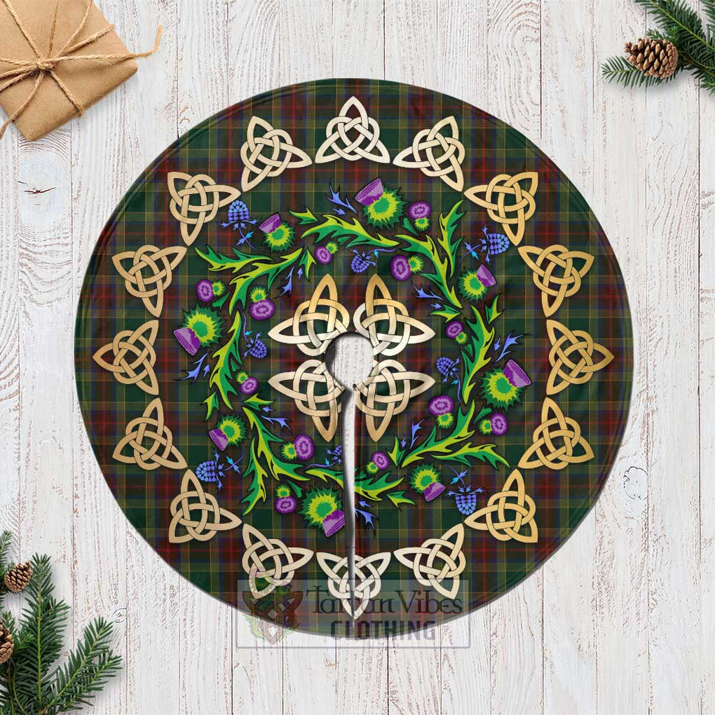 Tartan Vibes Clothing Waterford County Ireland Tartan Christmas Tree Skirt with Thistle Celtic Knot Style