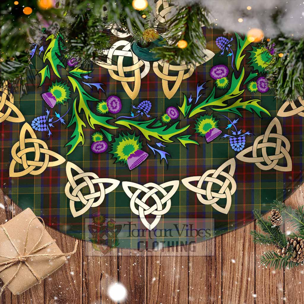 Tartan Vibes Clothing Waterford County Ireland Tartan Christmas Tree Skirt with Thistle Celtic Knot Style