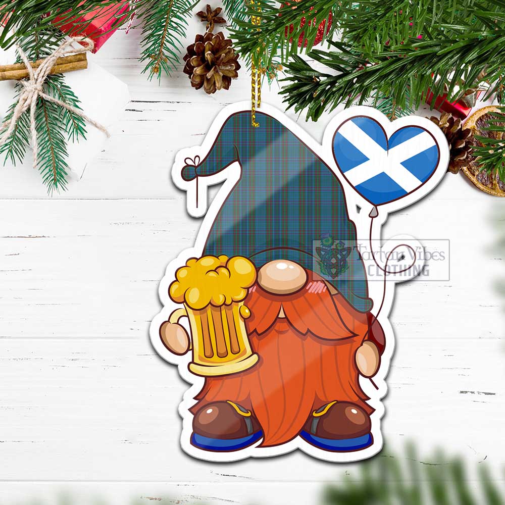 Tartan Vibes Clothing Watkins of Wales Tartan Gnome Holding Beer Glass Christmas Ornament with Personalized National Flag