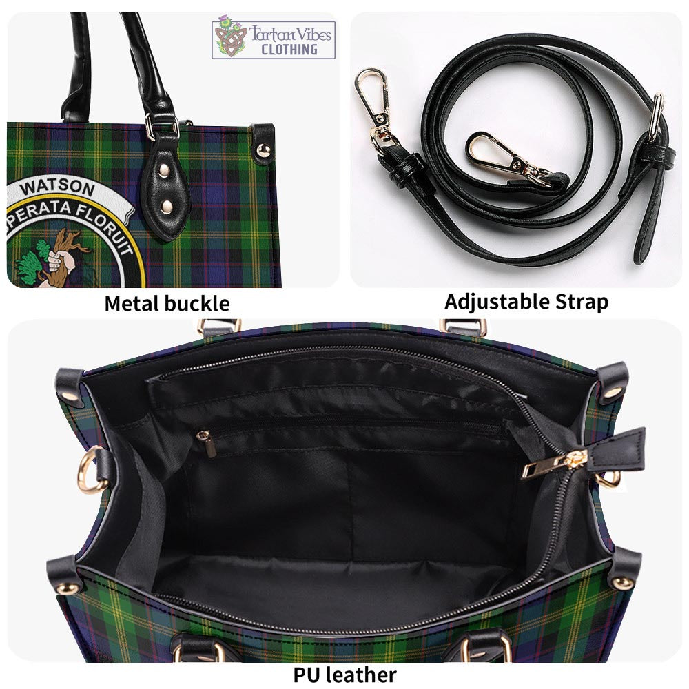 Watson Tartan Luxury Leather Handbags with Family Crest - Tartan Vibes Clothing