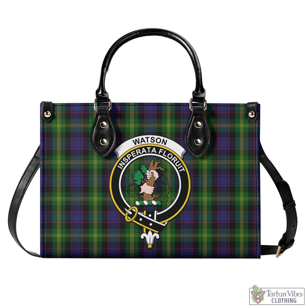 Watson Tartan Luxury Leather Handbags with Family Crest - Tartan Vibes Clothing