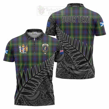 Watson Crest Tartan Zipper Polo Shirt with New Zealand Silver Fern Half Style