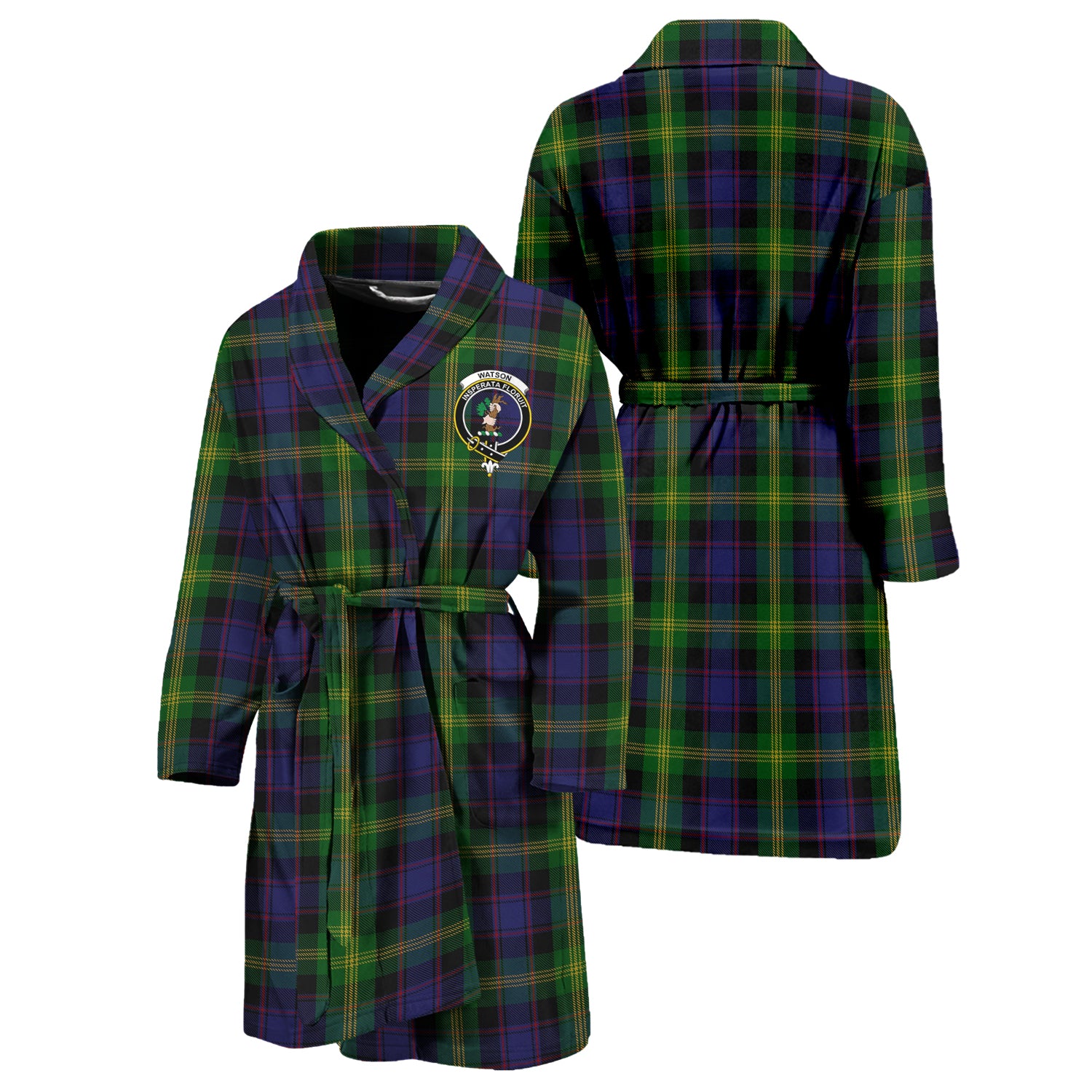 Watson Tartan Bathrobe with Family Crest Unisex S - Tartan Vibes Clothing