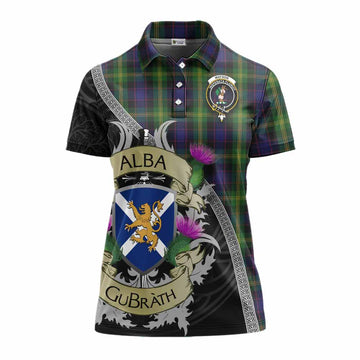 Watson Tartan Family Crest Women's Polo Shirt Lion Rampant Royal Thistle Shield Celtic Inspired Women - Tartan Vibes Clothing