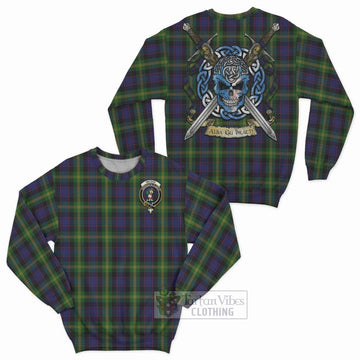 Watson Tartan Sweatshirt with Family Crest Celtic Skull Style