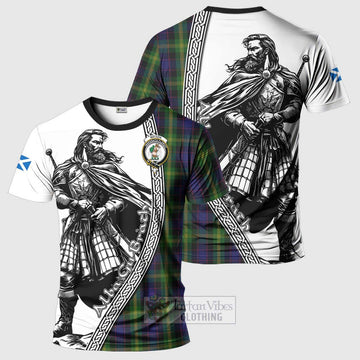 Watson Tartan Clan Crest T-Shirt with Highlander Warrior Celtic Style