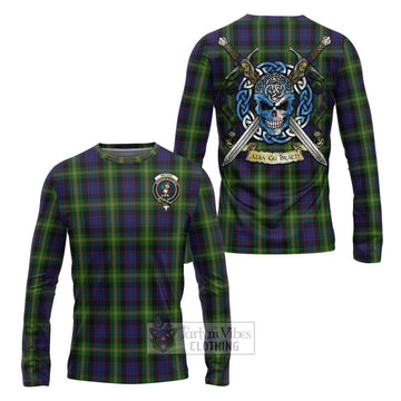 Watson Tartan Long Sleeve T-Shirt with Family Crest Celtic Skull Style