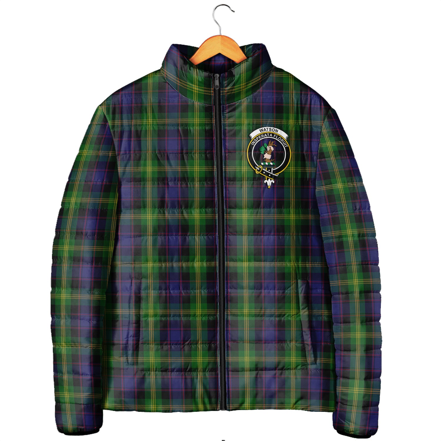 Watson Tartan Padded Jacket with Family Crest Men's Padded Jacket - Tartan Vibes Clothing