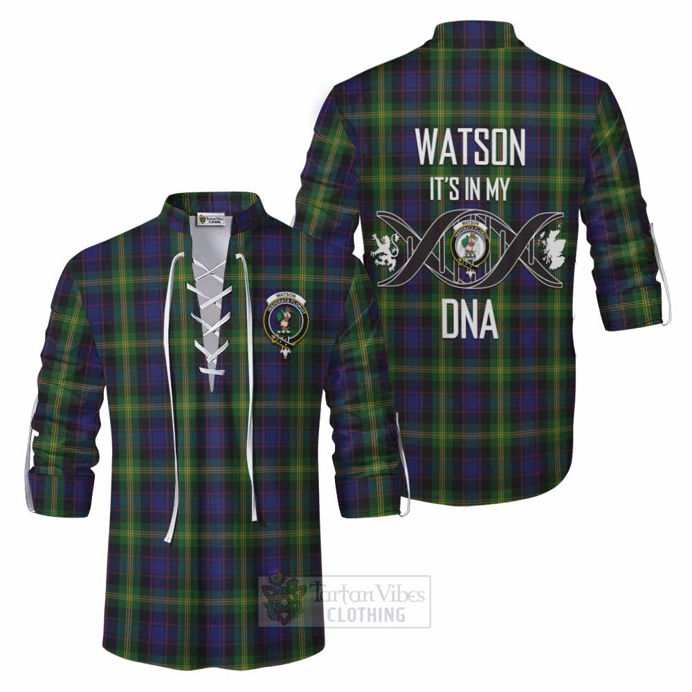 Tartan Vibes Clothing Watson Tartan Ghillie Kilt Shirt with Family Crest DNA In Me Style