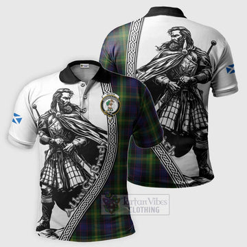 Watson Tartan Clan Crest Polo Shirt with Highlander Warrior Celtic Style