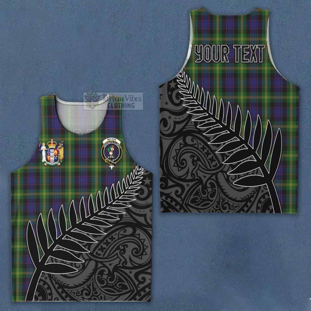 Tartan Vibes Clothing Watson Crest Tartan Men's Tank Top with New Zealand Silver Fern Half Style