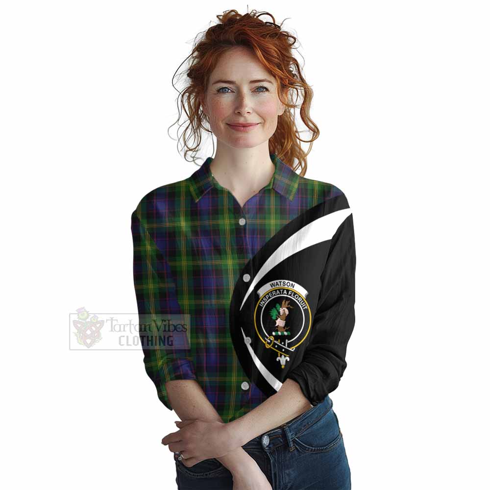 Tartan Vibes Clothing Watson Tartan Women's Casual Shirt with Family Crest Circle Style