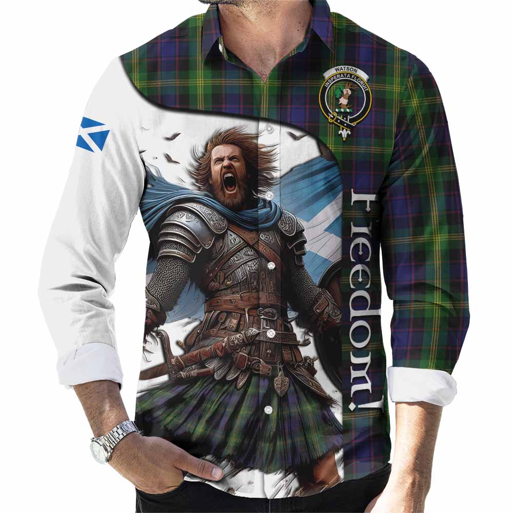 Tartan Vibes Clothing Watson Crest Tartan Long Sleeve Button Shirt Inspired by the Freedom of Scottish Warrior