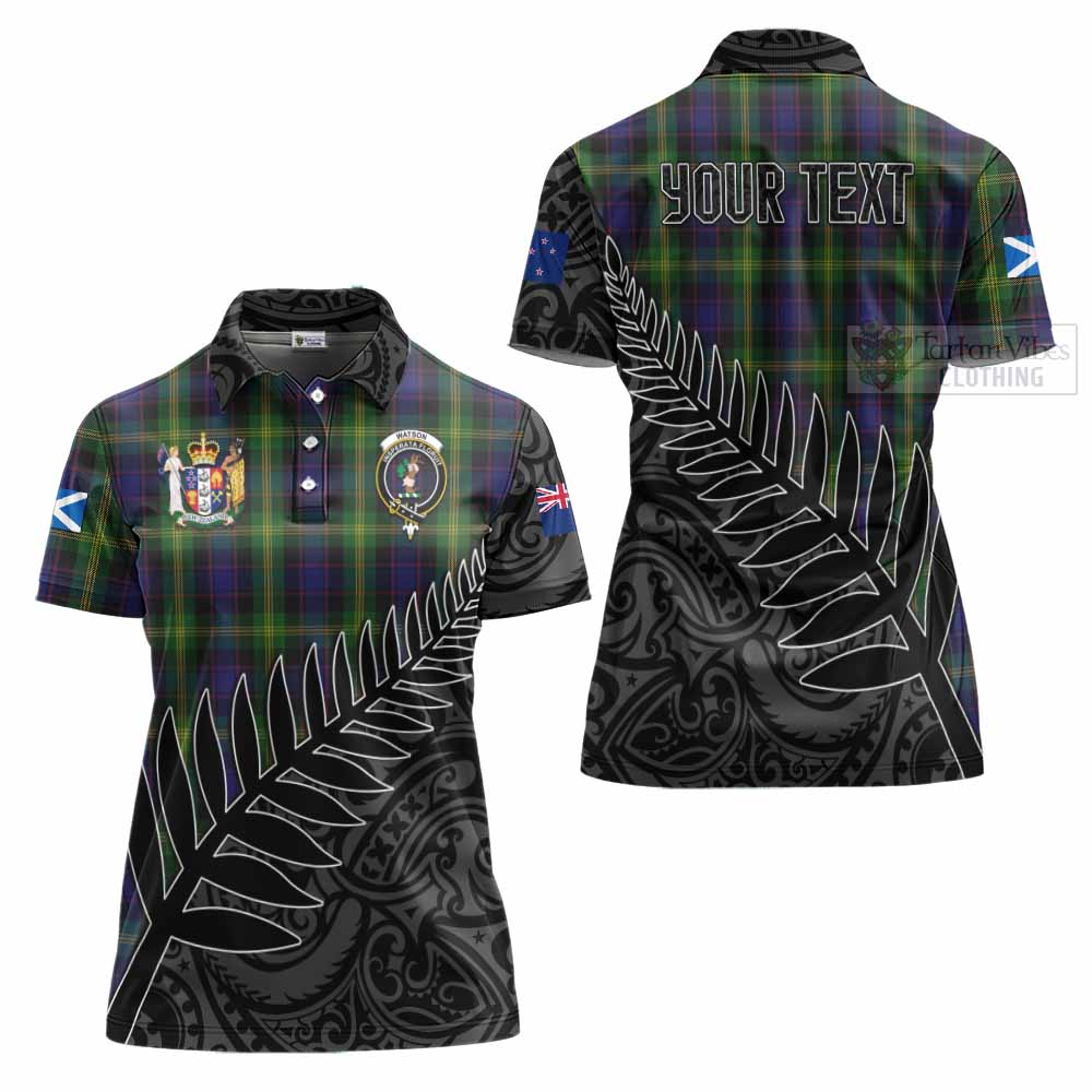 Tartan Vibes Clothing Watson Crest Tartan Women's Polo Shirt with New Zealand Silver Fern Half Style