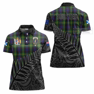 Watson Crest Tartan Women's Polo Shirt with New Zealand Silver Fern Half Style