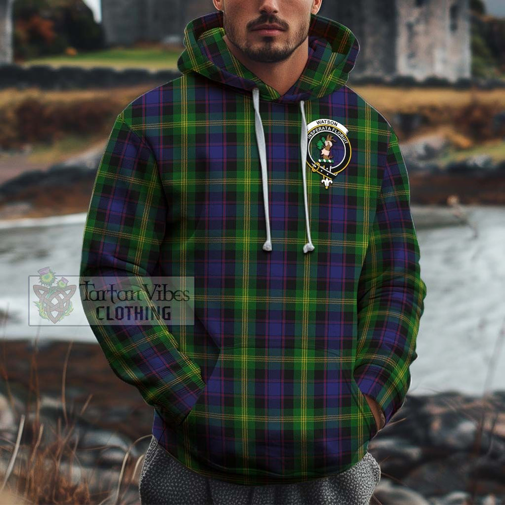 Watson Tartan Cotton Hoodie with Family Crest Pullover Hoodie XS - Tartan Vibes Clothing