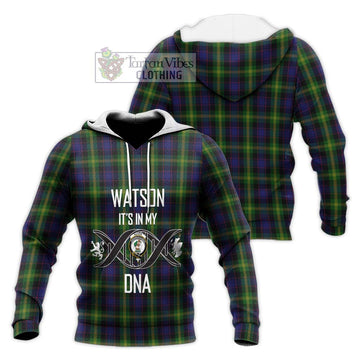 Watson Tartan Knitted Hoodie with Family Crest DNA In Me Style