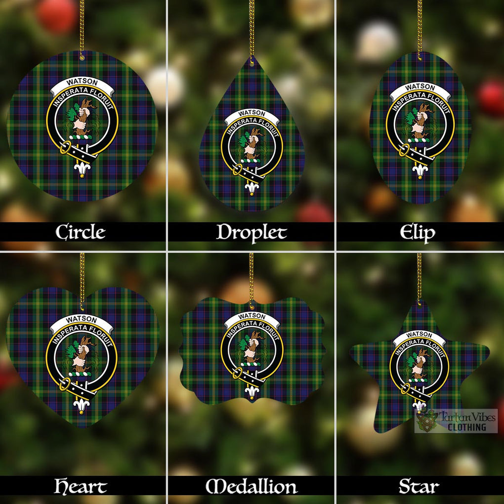 Tartan Vibes Clothing Watson Tartan Christmas Aluminium Ornament with Family Crest