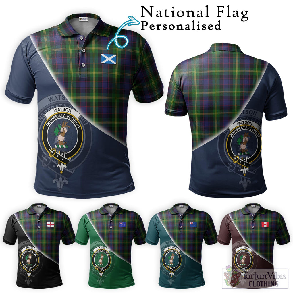 Watson Tartan Polo Shirt with Personalised National Flag and Family Crest Half Style Maroon - Tartanvibesclothing Shop