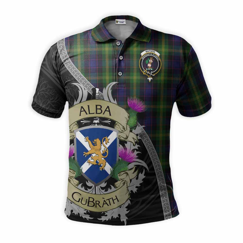 Watson Tartan Family Crest Polo Shirt Lion Rampant Royal Thistle Shield Celtic Inspired Kid - Tartan Vibes Clothing