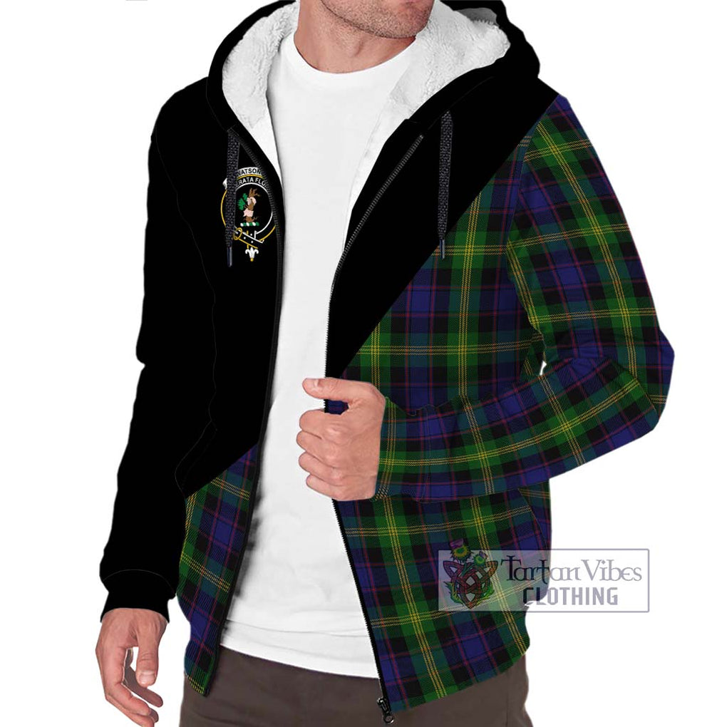 Watson Tartan Sherpa Hoodie with Family Crest and Military Logo Style Unisex S - Tartanvibesclothing Shop