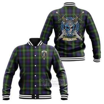 Watson Tartan Baseball Jacket with Family Crest Celtic Skull Style